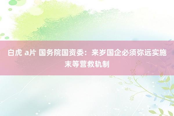 白虎 a片 国务院国资委：来岁国企必须弥远实施末等营救轨制