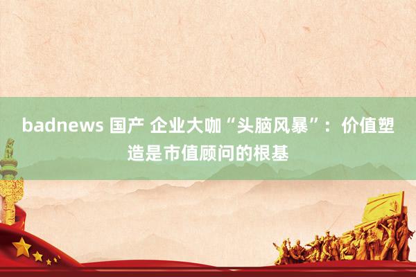 badnews 国产 企业大咖“头脑风暴”：价值塑造是市值顾问的根基